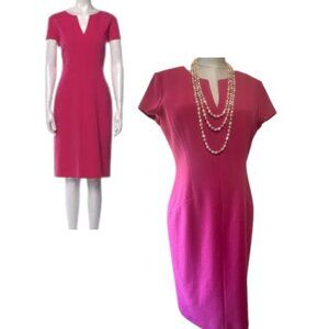 NWOT Lafayette 148 Short sleeve Dress - Pink/Fuchsia Stretch Crepe Wool - Size 8